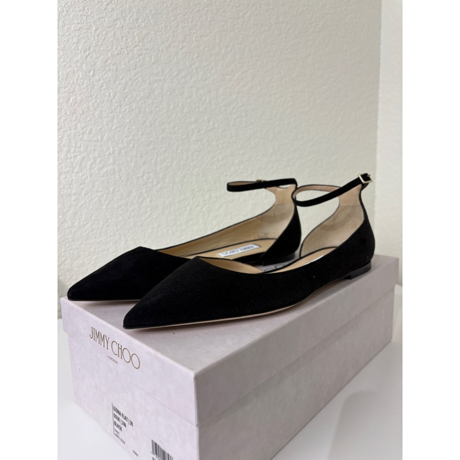 Jimmy Choo Black Suede Lucy Ballerina Flats 39